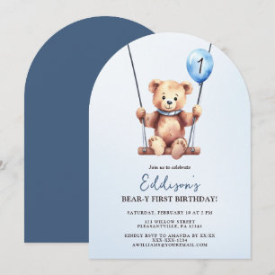Convite Teddy Bear Primeiro Aniversário