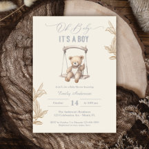 Teddy Bear Script Boho Chá de fraldas Boy