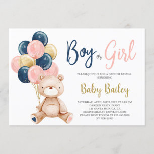 Convite Teddy Bear Sexo Revelação