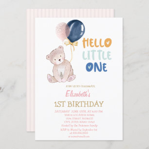Convite Teddy Bear Strike Hello Little One Birthday