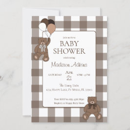 Convite Teddy Bears Baby Boy Brown Baby Shower