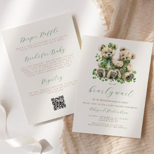 Convite Teddy Bears Green Ivy Twins com o Chá de fraldas d