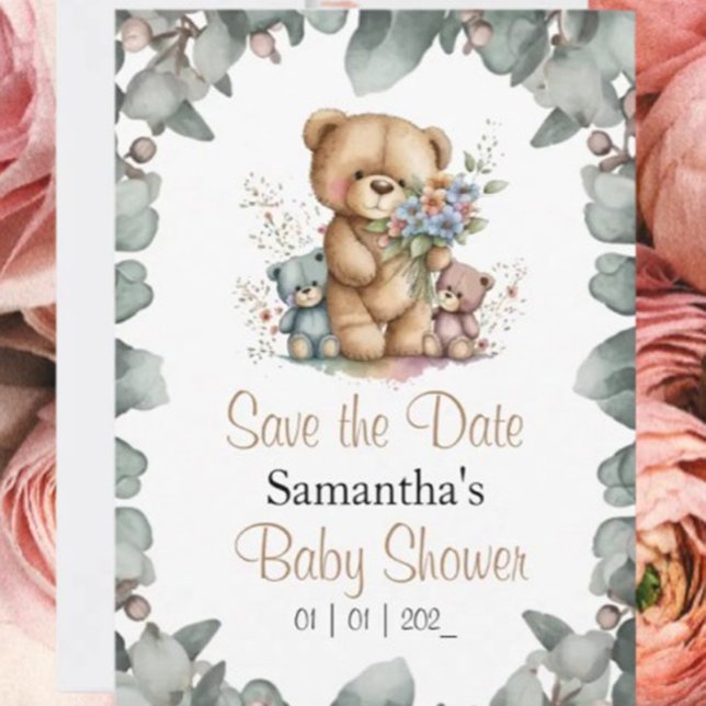 Convite Teddy Bears Twina Watercolor a Data (It’s going to be a bear-y wonderful time as we shower our little one with affection!)