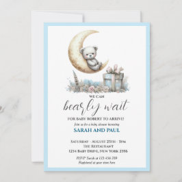 Convite Teddy Blue Bear We Can Bearly Wait