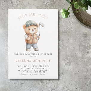 Convite Teddy de Golfe Minimalista Deixa Chá de Bebê uma F