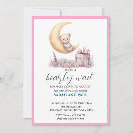 Convite Teddy Pink Bear We Can Bearly Wait