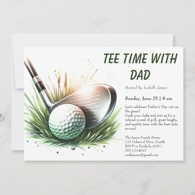 Convite Tee Time com o Papai Edição Dia dos Pais Festa de  (Frente)