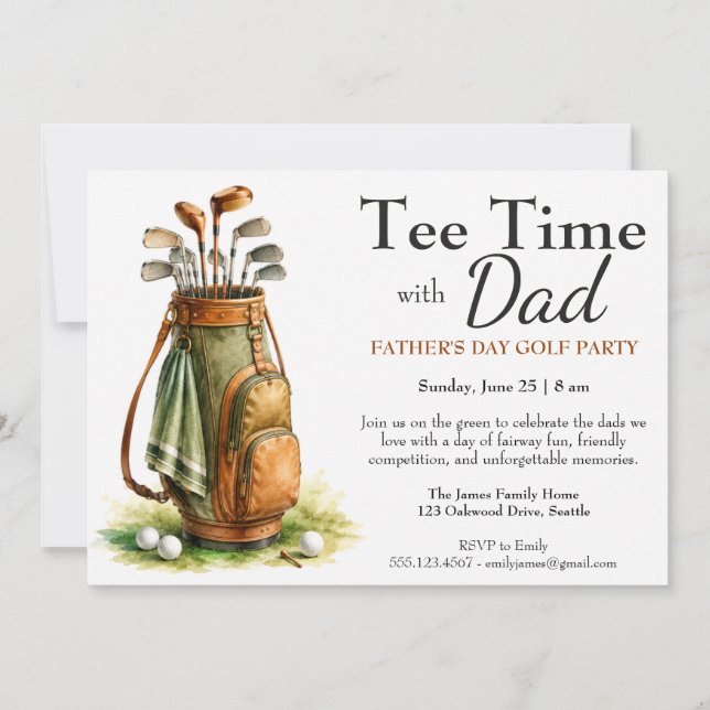 Convite Tee Time com o Papai Edição Dia dos Pais Festa de  (Frente)