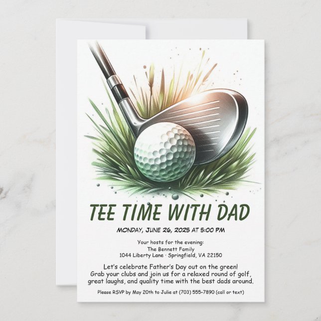 Convite Tee Time com o Papai Edição Dia dos Pais Festa de  (Frente)