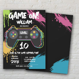 Convite Teen Gaming Gamer Video Game Graffiti Birthday