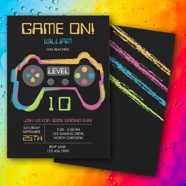 Convite Teen Gaming Gamer Video Game Player Birthday (Teen Gaming Gamer Video Game Player Birthday Invitation)