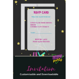 Convite Teen Glow Party RSVP Cards – Neon Nights 