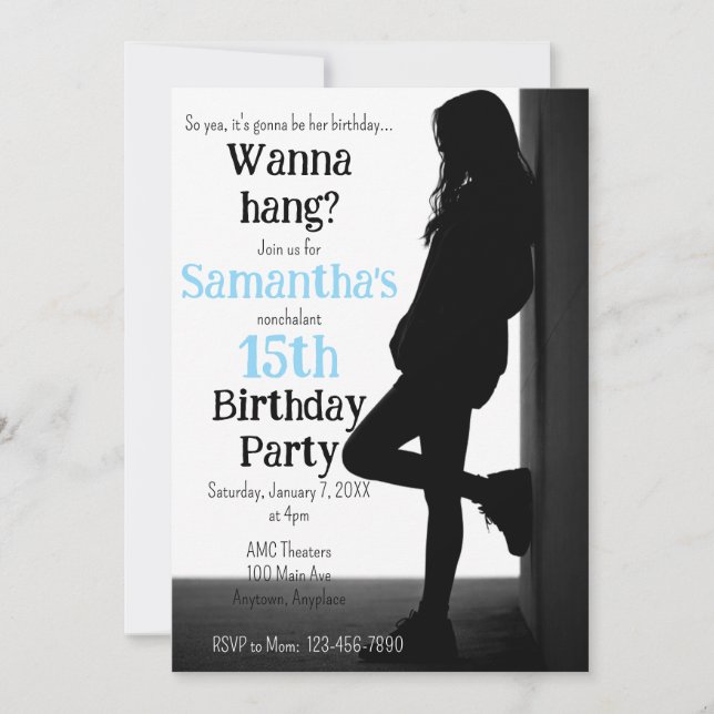 Convite Teen Nonchalant Birthday Party Invitation (Frente)