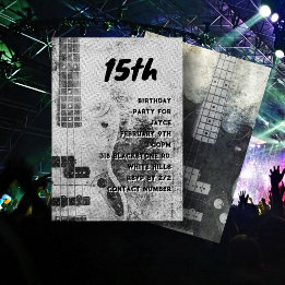 Convite Teen Son Birthday Grunge Guitar