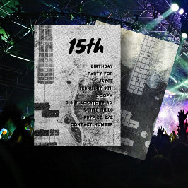 Convite Teen Son Birthday Grunge Guitar