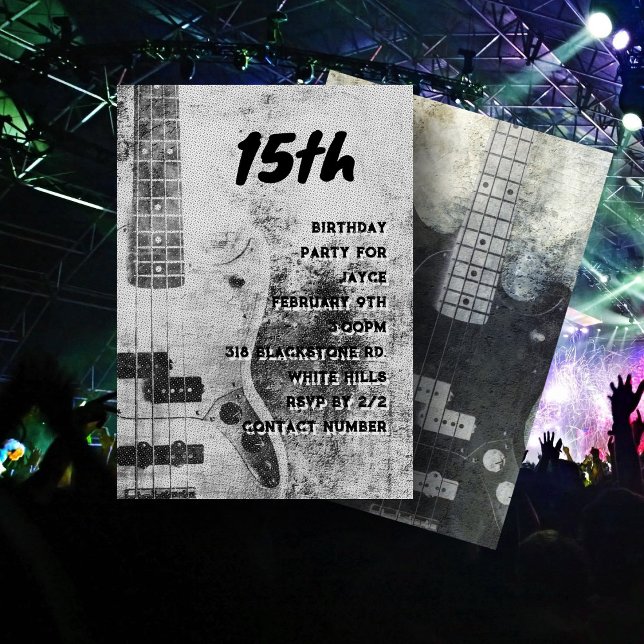 Convite Teen Son Birthday Grunge Guitar (Criador carregado)