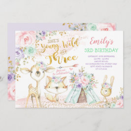 Convite Teepee aniversário de 3 anos