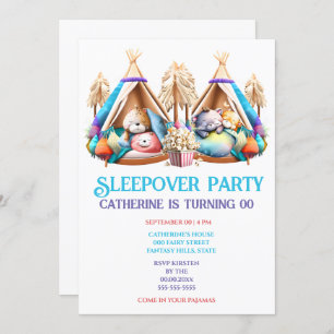 Convite Teepee bicho dormindo pipocas