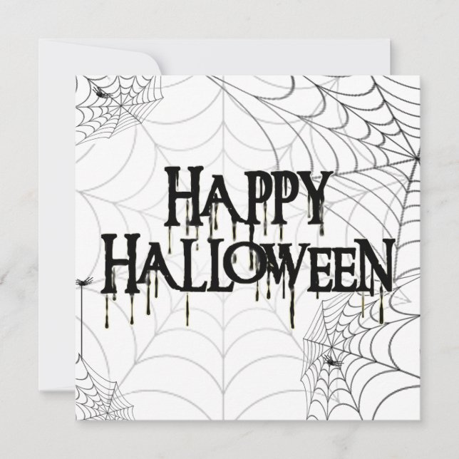 Convite Teias de Aranha E Festa Feliz de Halloween (Frente)