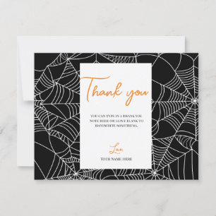 Convite Teias de Aranha Pretas e Brancas de Halloween Obri