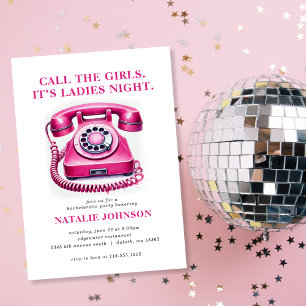 Convite Telefone Cor-de-Rosa Retrô Ligue para as Garotas F