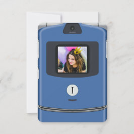 Convite Telefone Dobrável Azul de Aniversário dos Anos 200