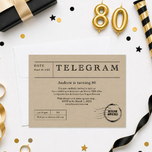 Convite Telegrama Vintage
