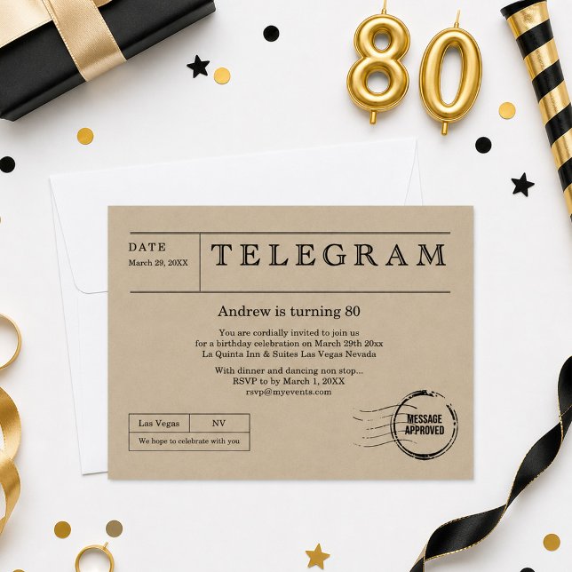 Convite Telegrama Vintage (Criador carregado)
