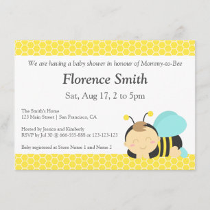 Convite Tema Abelha Bumble Fofa, Chá de Bebê Menino