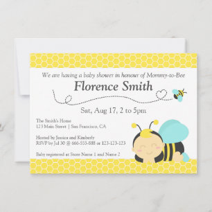 Convite Tema Abelha Bumble Fofa, Chá de Bebê Menino