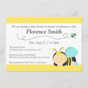 Convite Tema Abelha Bumble Fofa, Chá de Bebê Menino
