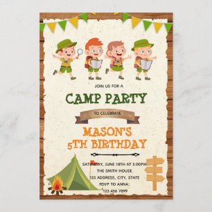 Convite tema acampamento de recrutamento de escote