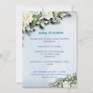 Convite Tema Aquarela Azul Floral