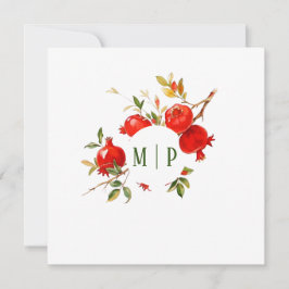 Convite Tema aquarela de romãs Cores vivas