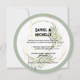 Convite Tema Botânico do Casamento Dourado Preto Arrancado