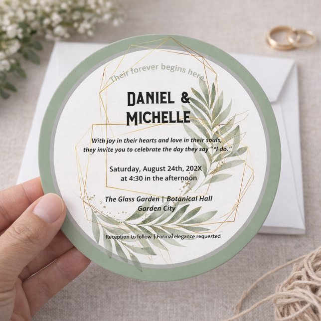 Convite Tema Botânico do Casamento Dourado Preto Arrancado (Criador carregado)