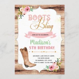 convite tema botas e bling