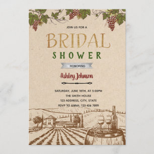 Convite tema chá de noiva em adega rústica