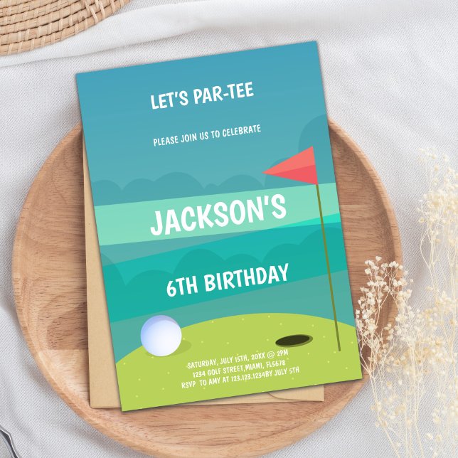 Convite Tema Clássico do Teto Verde para Crianças ou Adult (Golf Birthday Party Invitations)