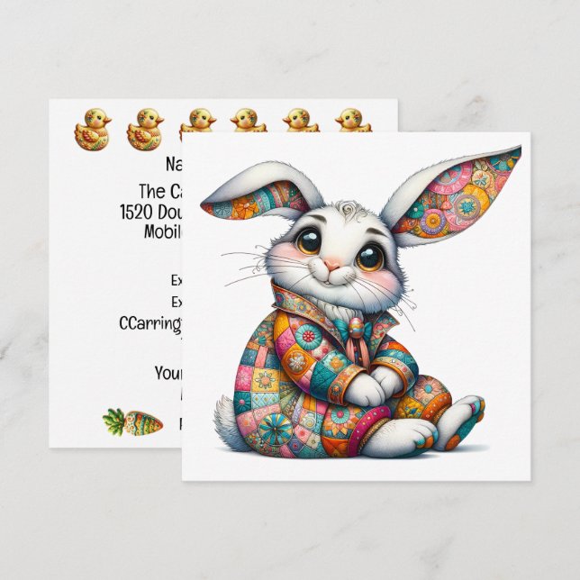 Convite Tema Coelhinho da Páscoa Precioso (Frente/Verso)