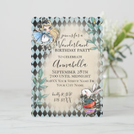 Convite Tema da Alice no País das Maravilhas com Coelho Br