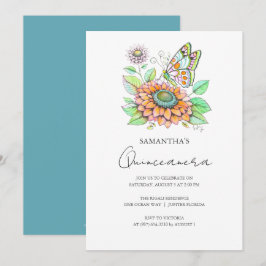 Convite Tema da Borboleta do Partido Quinceanera
