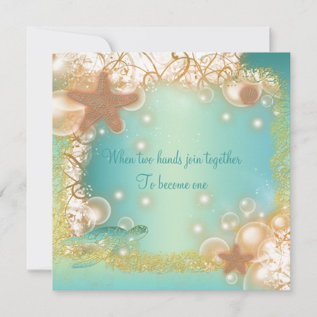 Convite Tema da festa elegante do casamento de praia (Frente)