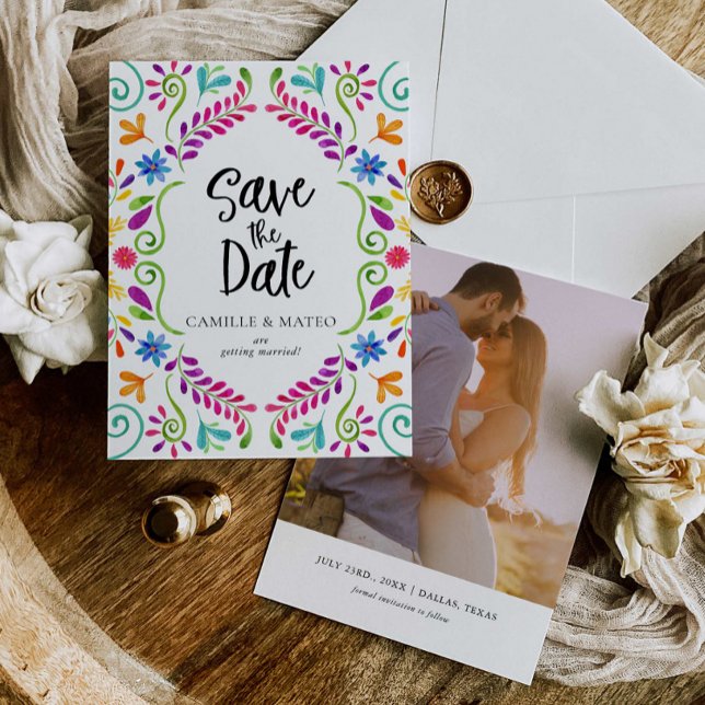 Convite Tema da Fiesta Mexicana Salve a Data com Foto (Criador carregado)