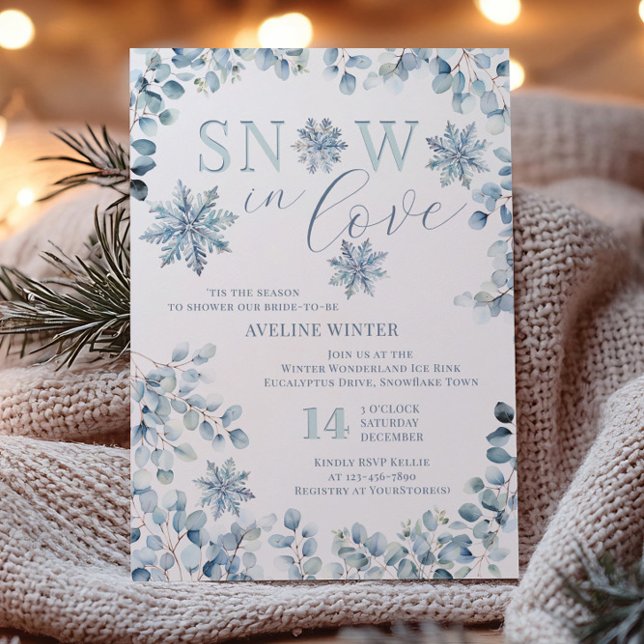 Convite Tema da neve no amor Chá de panela de inverno (Snow in Love winter bridal shower invitation by Darling & May)