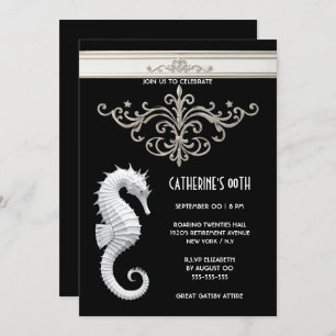 Convite Tema da praia de verão aniversário negro