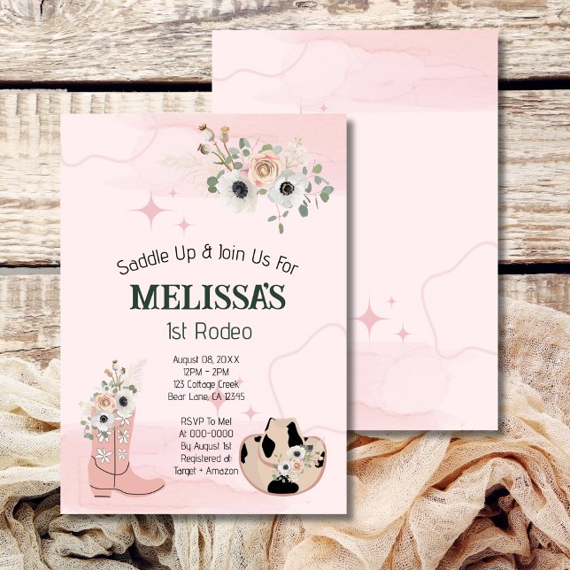 Convite Tema da Primeira Rapariga de Aniversário do Rodeo (Criador carregado)