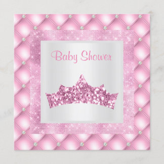 Convite Tema da princesa rosa diamante chá de fraldas tiar