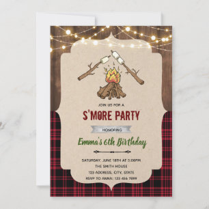 Convite Tema de acampamento rústico de smore