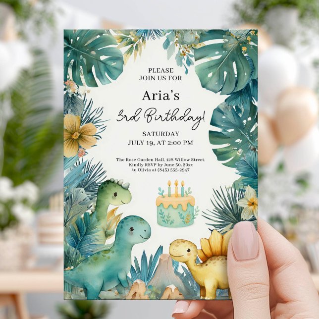 Convite Tema de Aniversário da Selva do Dino Fofo (Criador carregado)